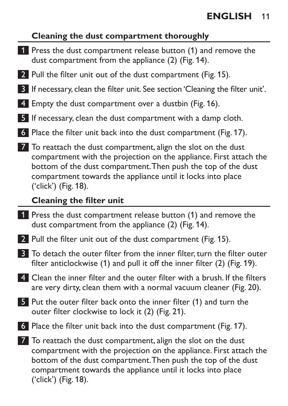 Philips MiniVac Aspirador de escoba User Manual | Page 11 / 124