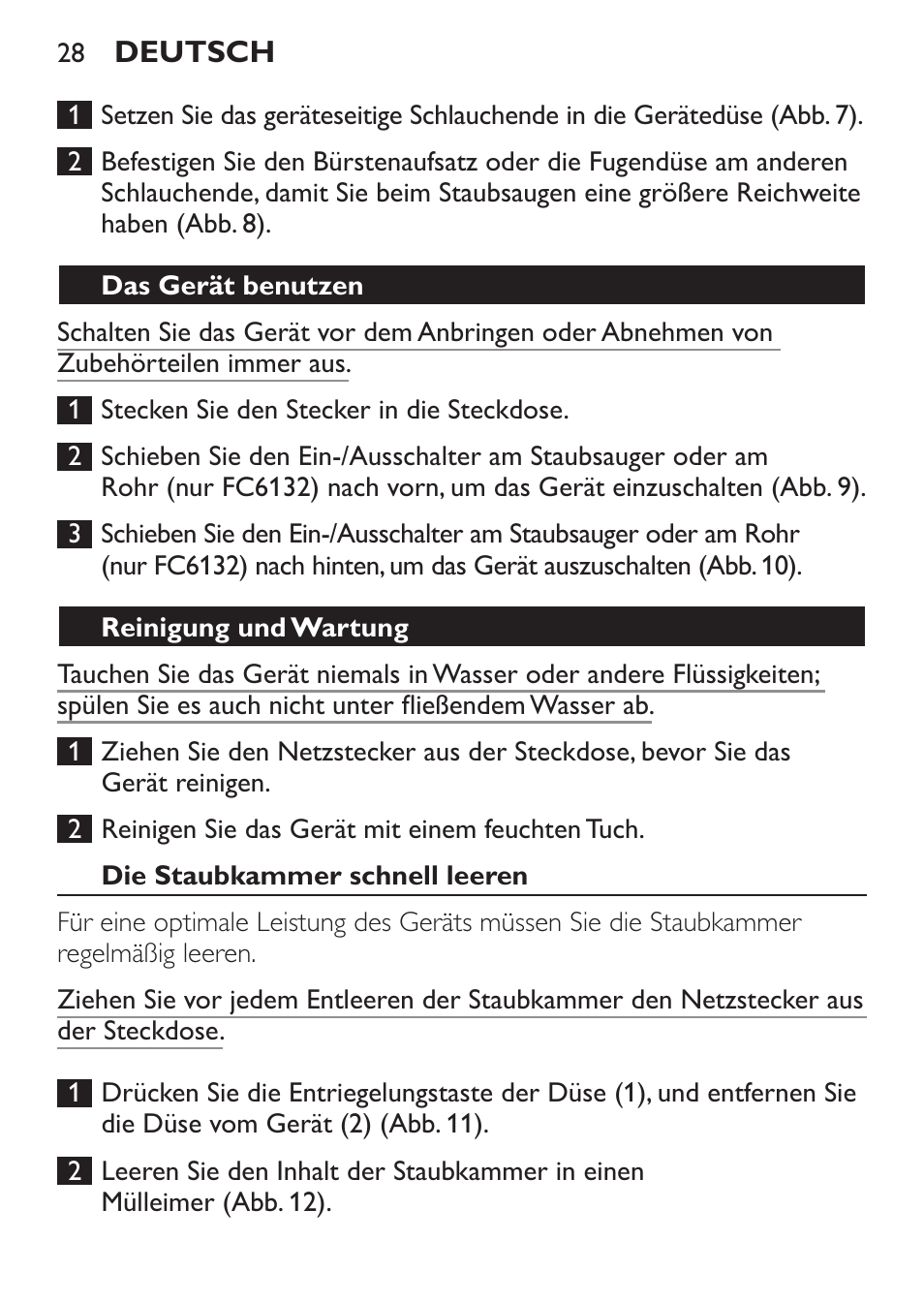 Philips MiniVac Aspirador de escoba User Manual | Page 28 / 124