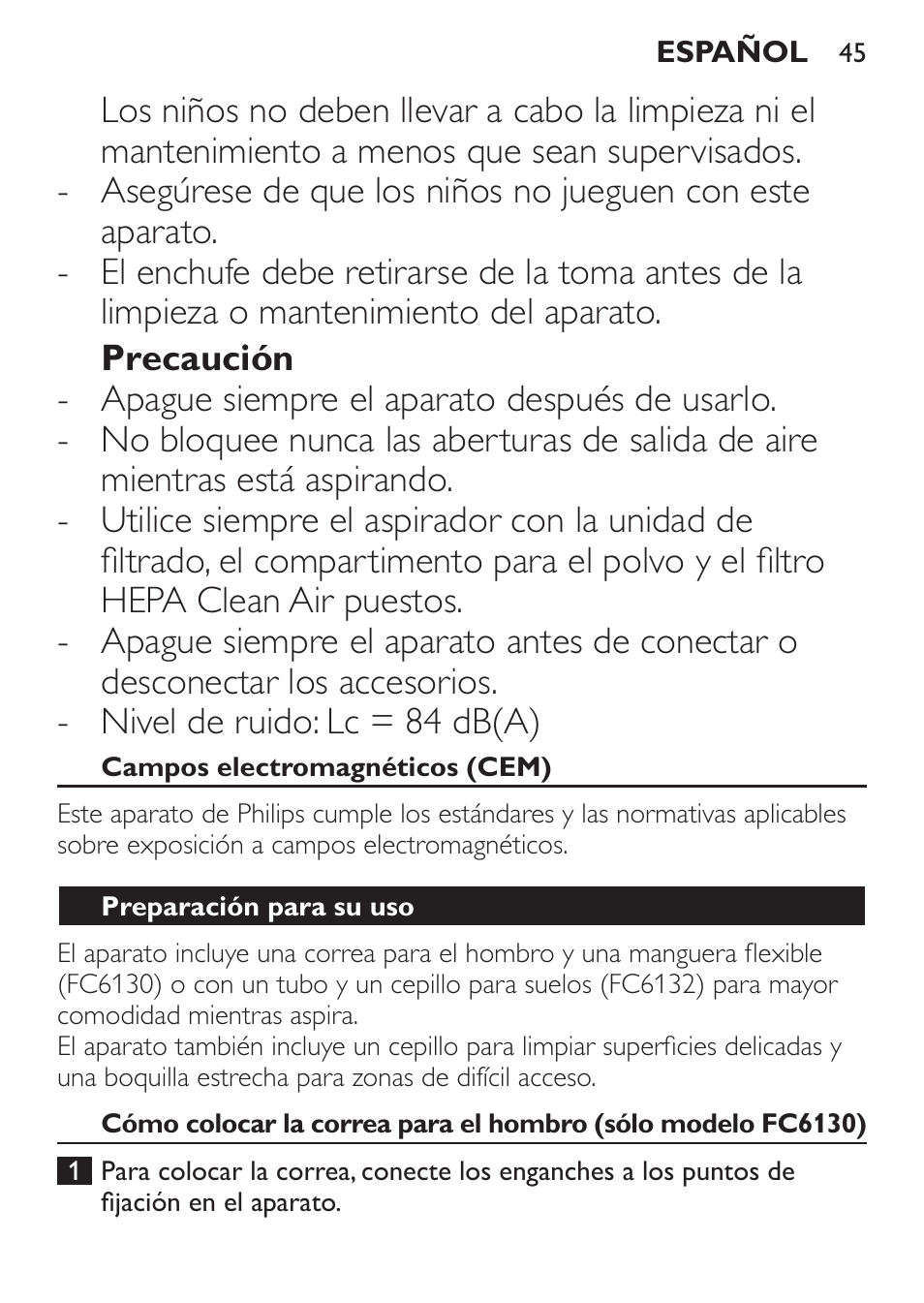 Philips MiniVac Aspirador de escoba User Manual | Page 45 / 124