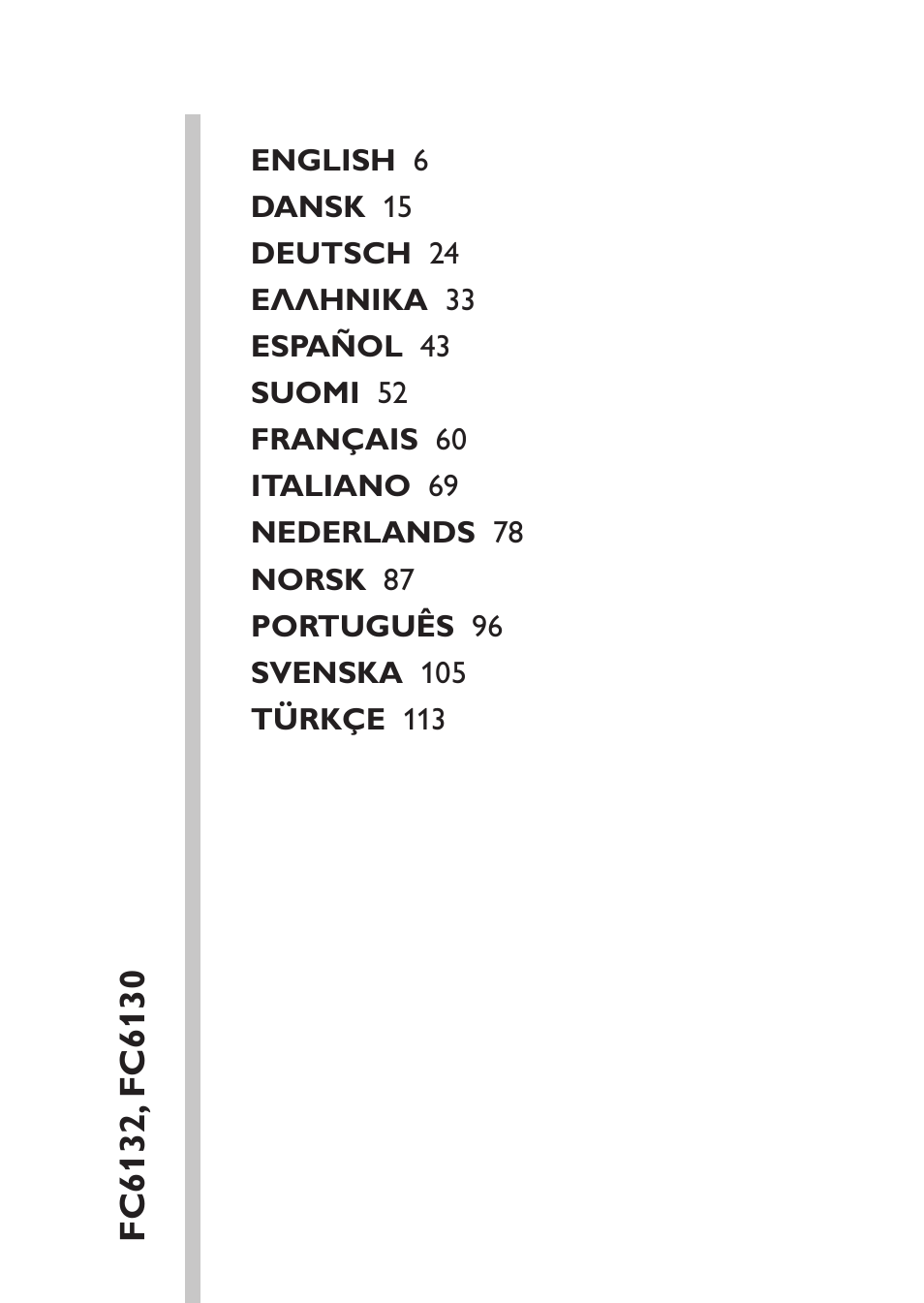 Table of content | Philips MiniVac Aspirador de escoba User Manual | Page 5 / 124