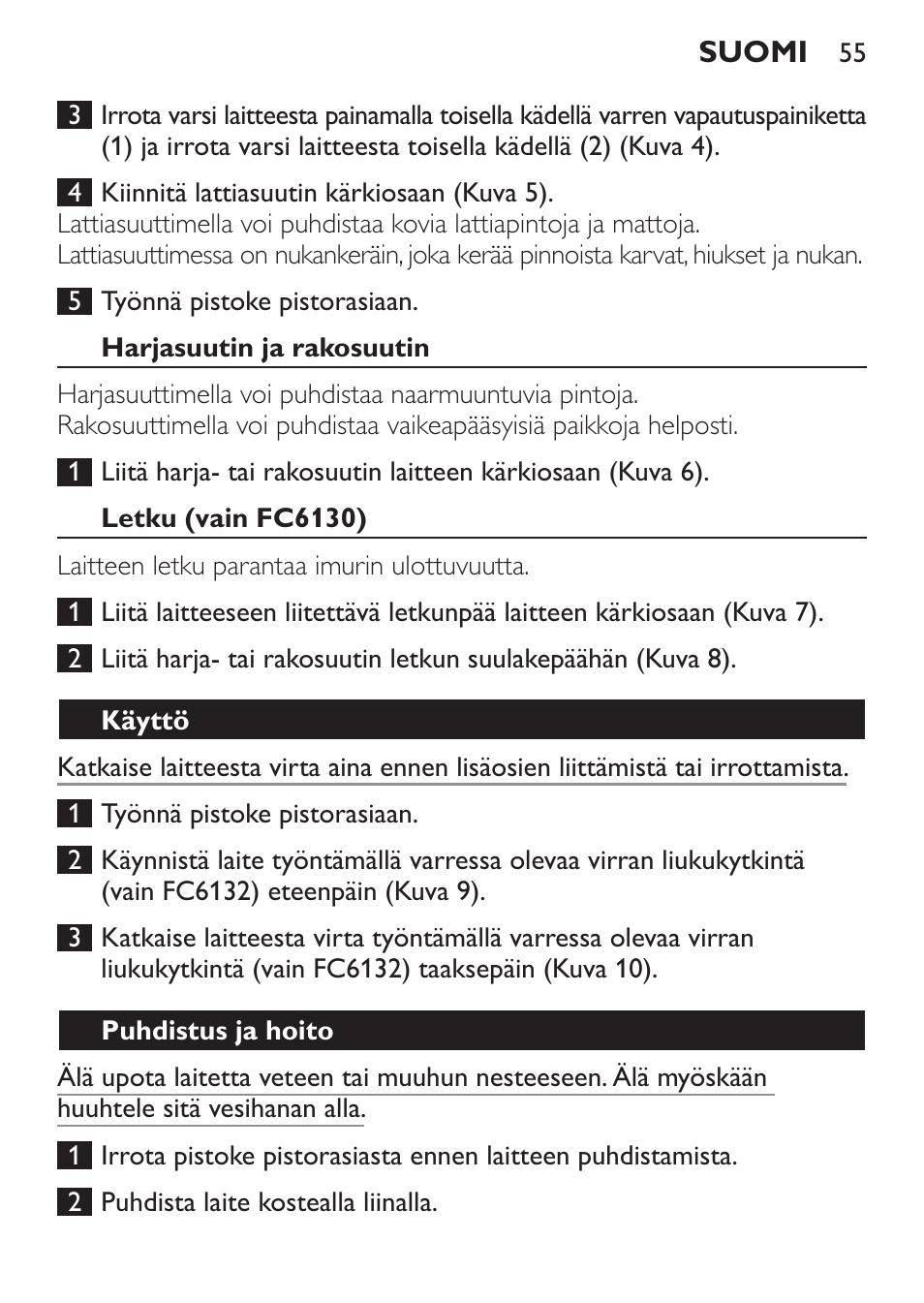 Philips MiniVac Aspirador de escoba User Manual | Page 55 / 124