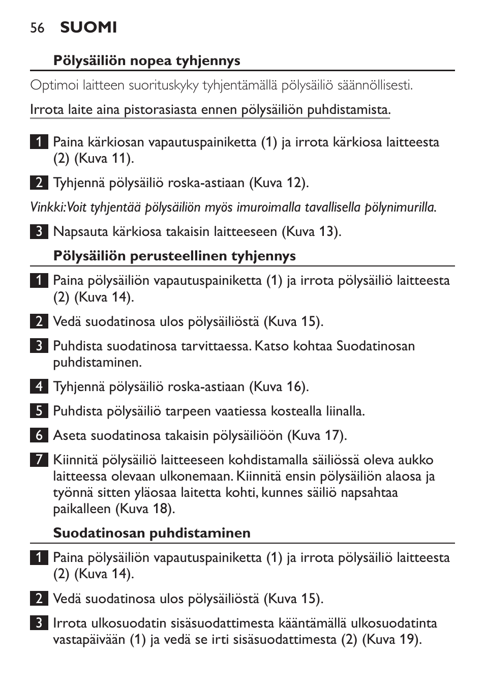 Philips MiniVac Aspirador de escoba User Manual | Page 56 / 124