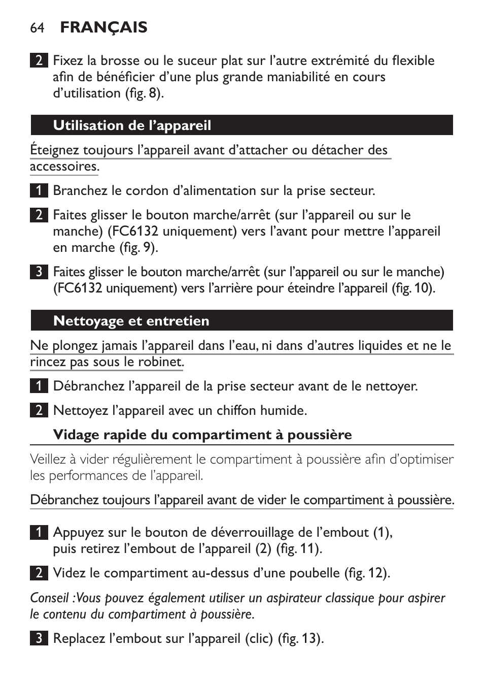 Philips MiniVac Aspirador de escoba User Manual | Page 64 / 124