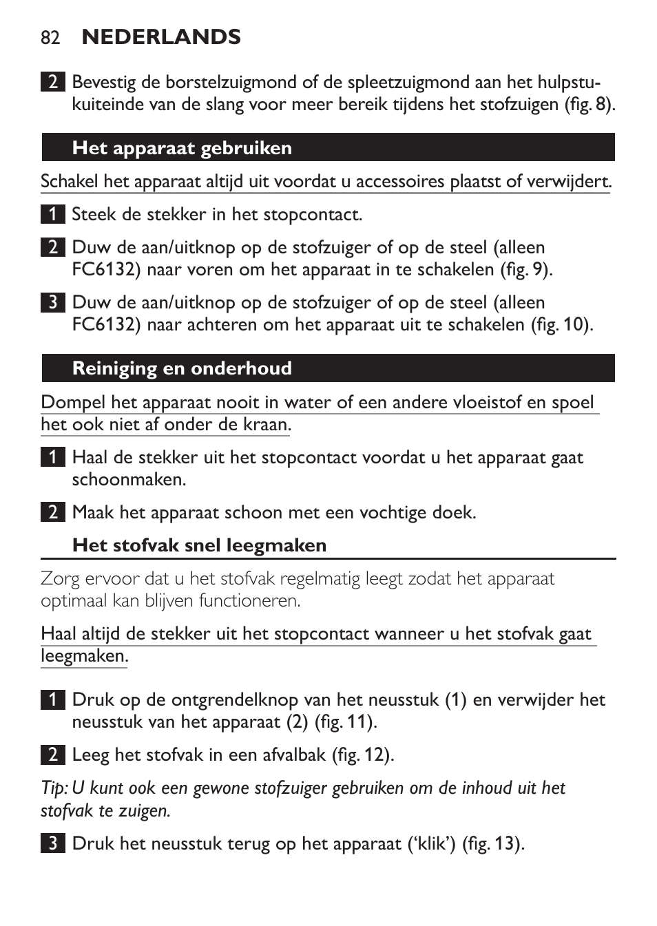 Philips MiniVac Aspirador de escoba User Manual | Page 82 / 124