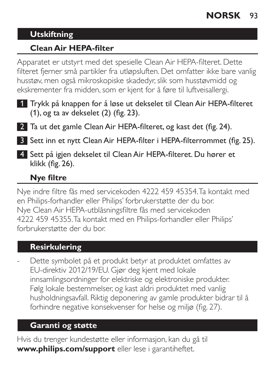 Philips MiniVac Aspirador de escoba User Manual | Page 93 / 124