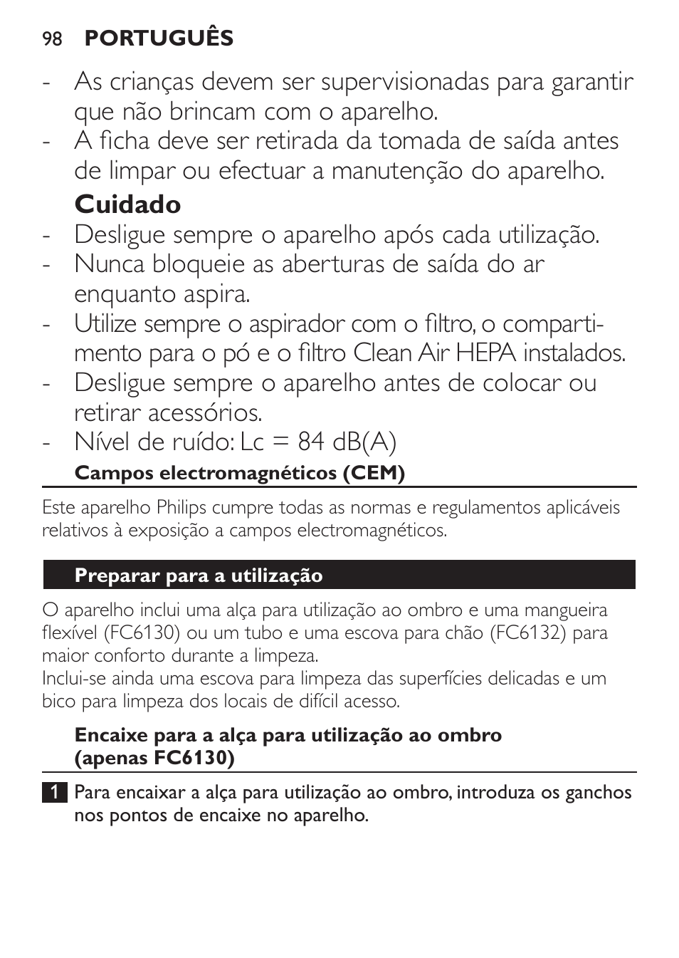 Philips MiniVac Aspirador de escoba User Manual | Page 98 / 124