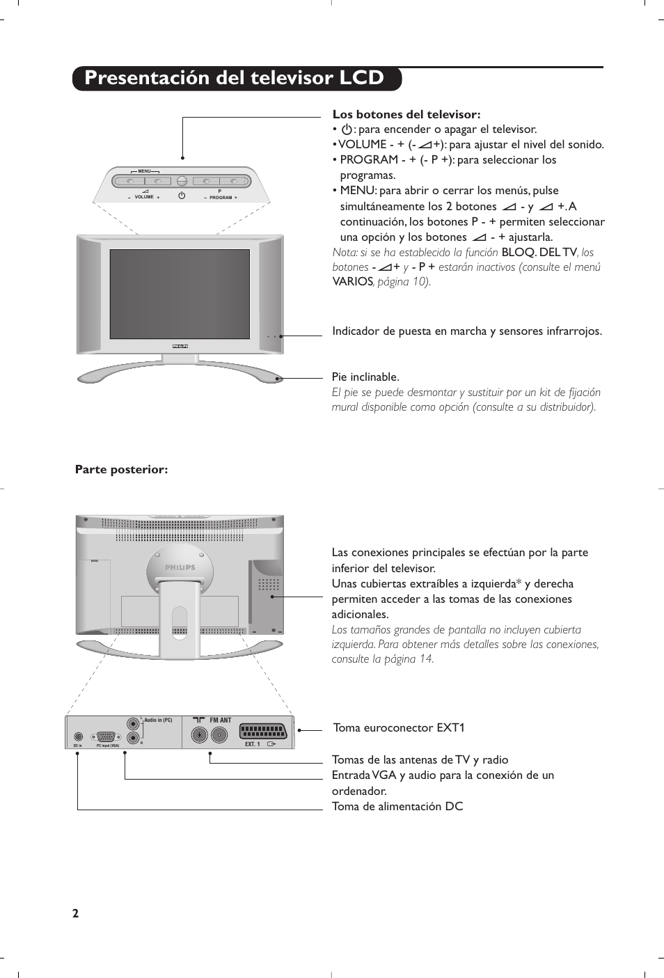 Presentación del televisor lcd | Philips Matchline Flat TV User Manual | Page 162 / 192