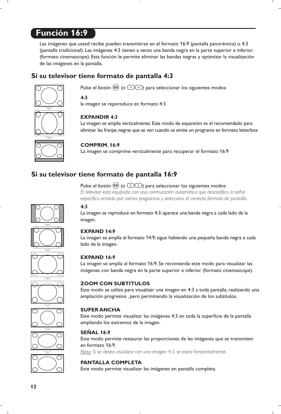 Función 16:9 | Philips Matchline Flat TV User Manual | Page 172 / 192