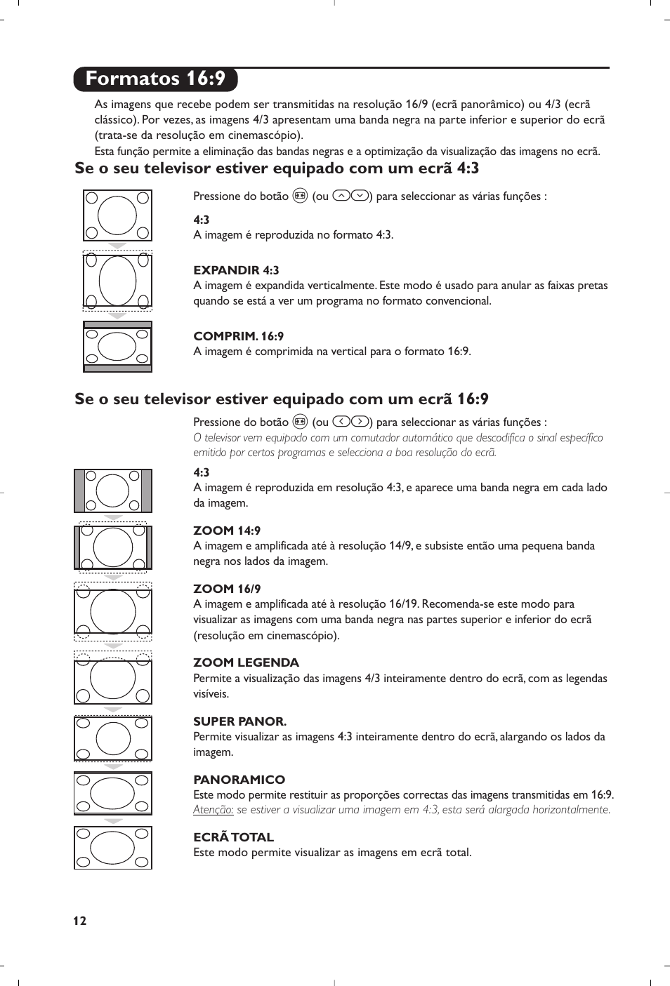 Formatos 16:9 | Philips Matchline Flat TV User Manual | Page 188 / 192