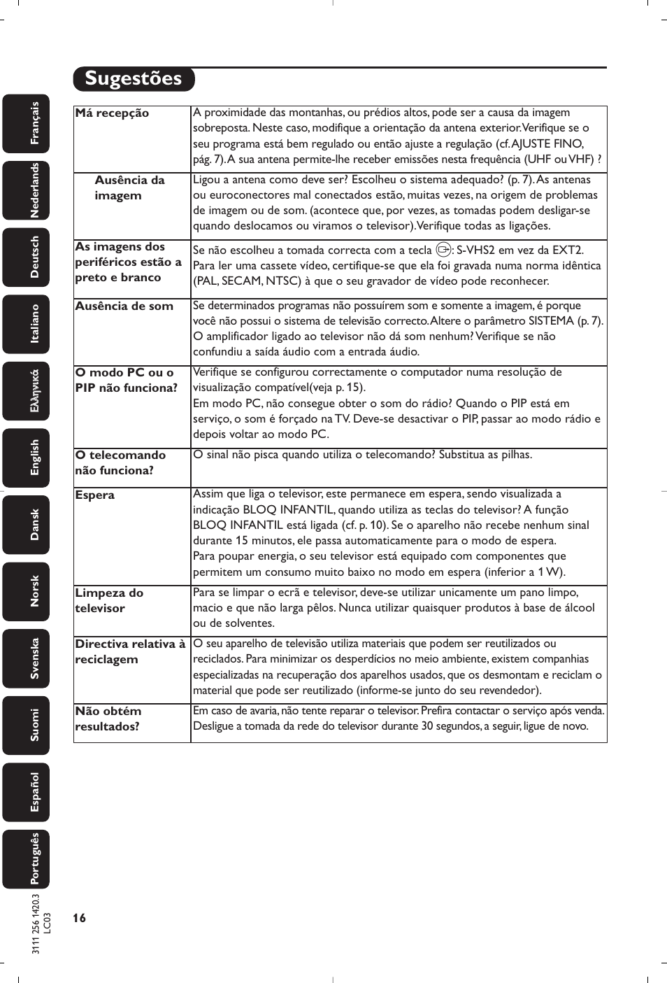 Sugestões | Philips Matchline Flat TV User Manual | Page 192 / 192