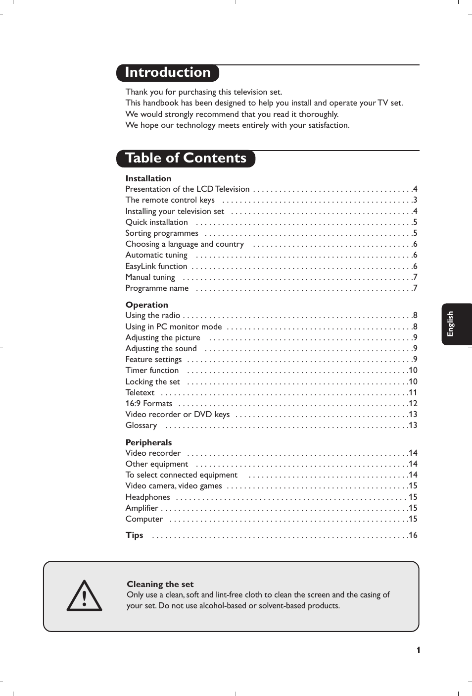 Introduction table of contents | Philips Matchline Flat TV User Manual | Page 81 / 192