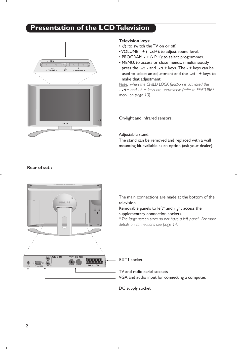 Presentation of the lcd television | Philips Matchline Flat TV User Manual | Page 82 / 192