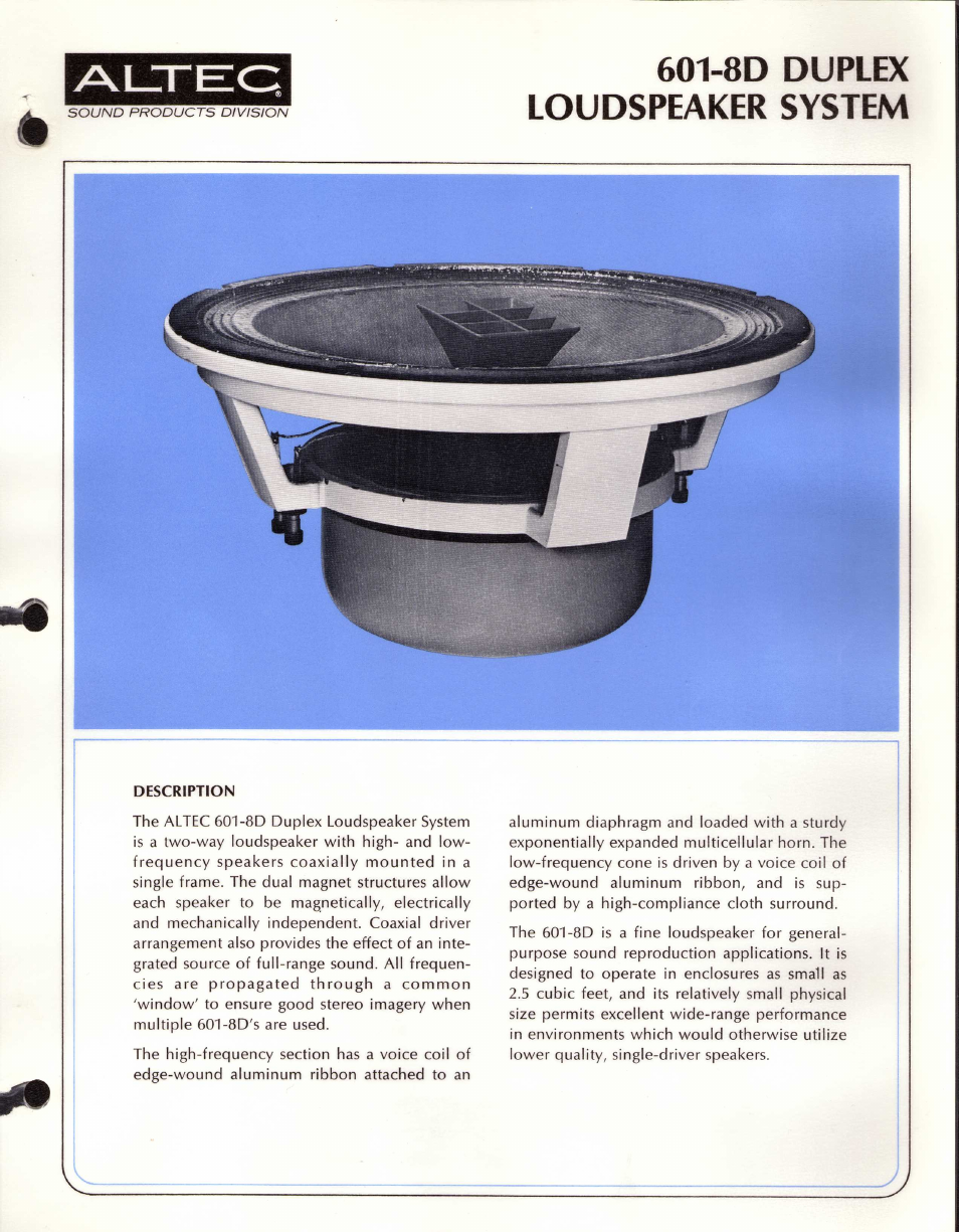 Altec Lansing 601-8D User Manual | 2 pages