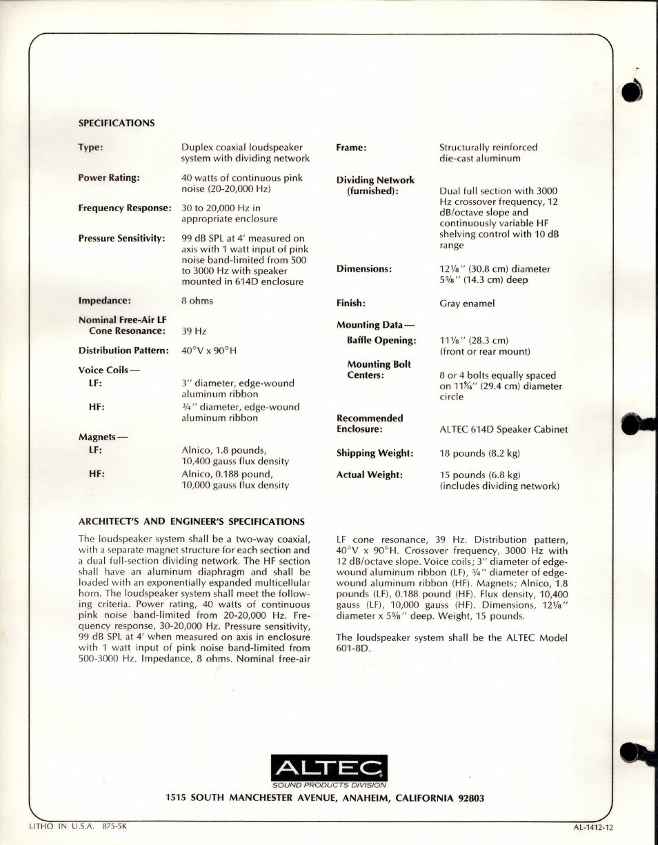 Aliteic | Altec Lansing 601-8D User Manual | Page 2 / 2
