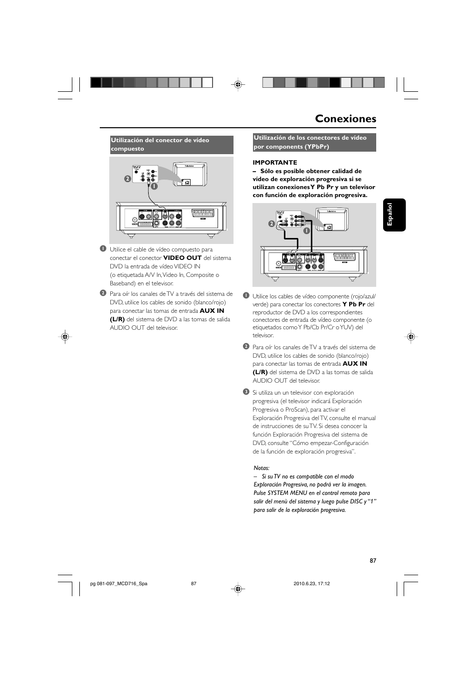 Conexiones | Philips Sistema Hi-Fi con componentes DVD User Manual | Page 12 / 44