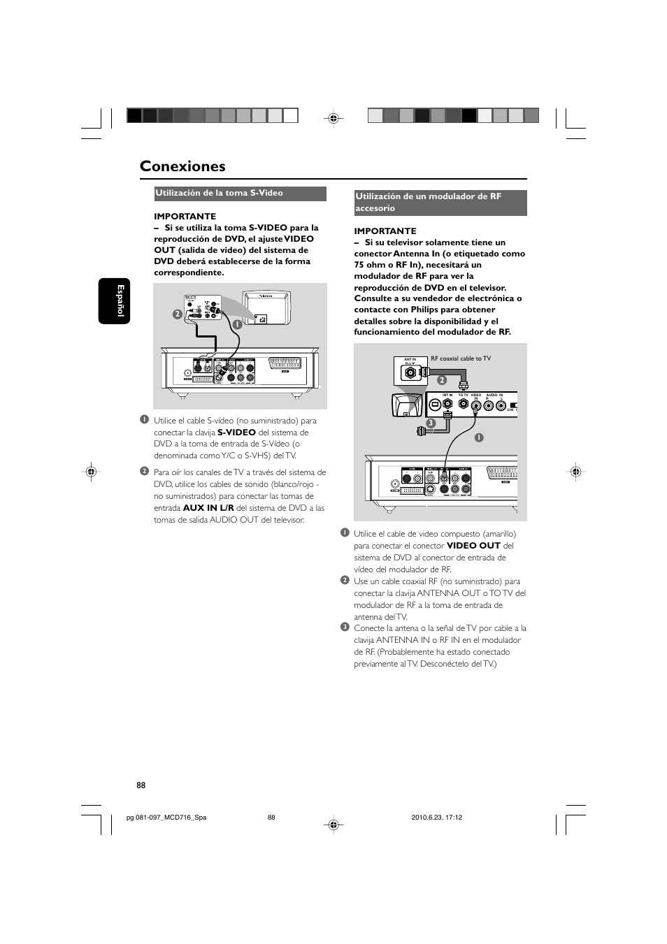 Conexiones | Philips Sistema Hi-Fi con componentes DVD User Manual | Page 13 / 44