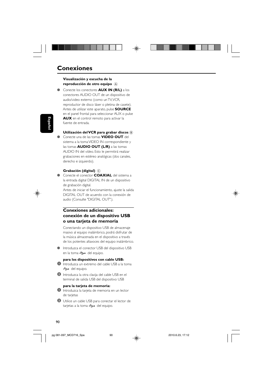 Conexiones | Philips Sistema Hi-Fi con componentes DVD User Manual | Page 15 / 44