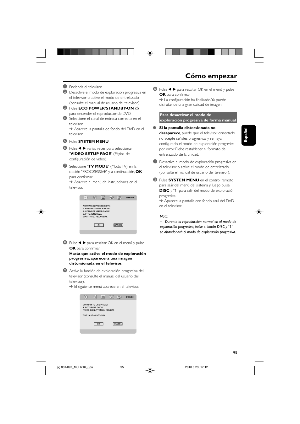 Cómo empezar | Philips Sistema Hi-Fi con componentes DVD User Manual | Page 20 / 44