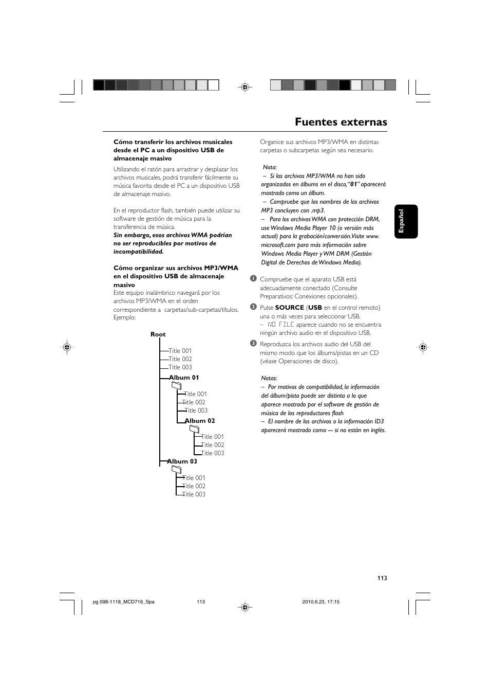 Fuentes externas | Philips Sistema Hi-Fi con componentes DVD User Manual | Page 38 / 44