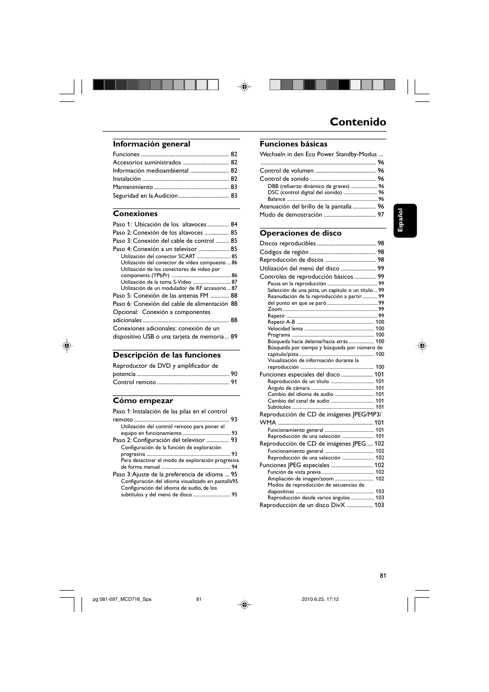 Philips Sistema Hi-Fi con componentes DVD User Manual | Page 6 / 44