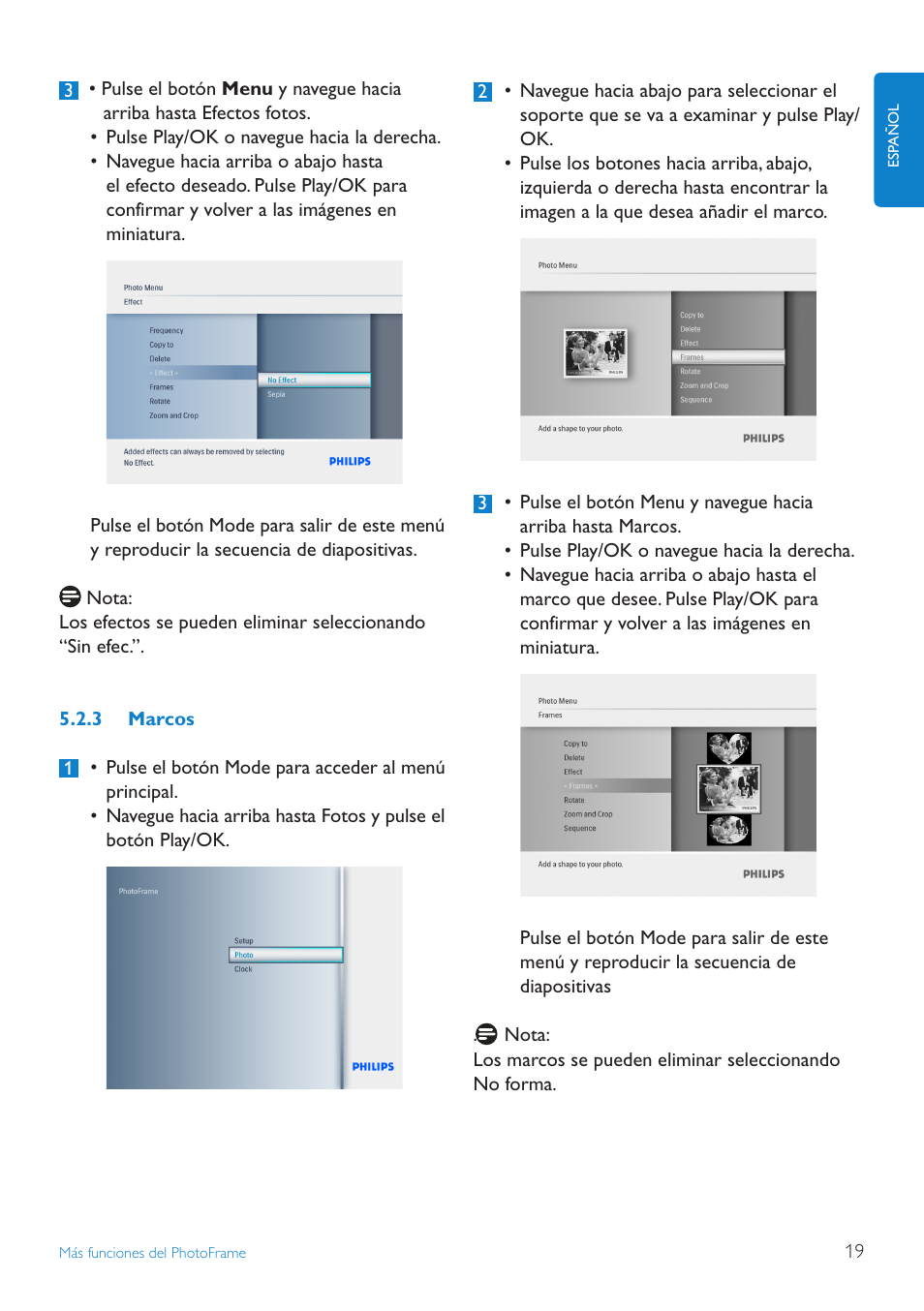 3 marcos | Philips PhotoFrame User Manual | Page 21 / 40