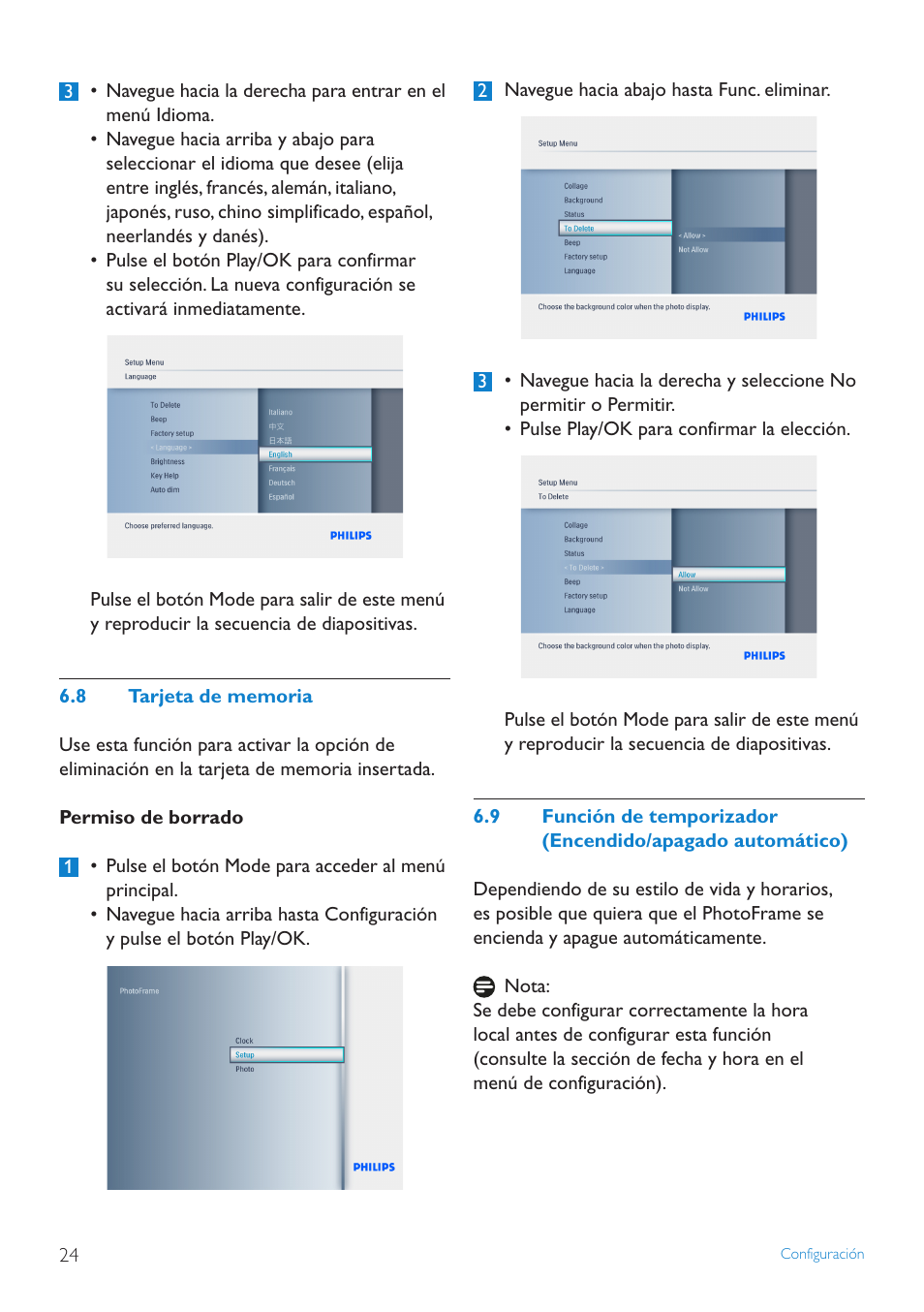 8 tarjeta de memoria | Philips PhotoFrame User Manual | Page 26 / 40