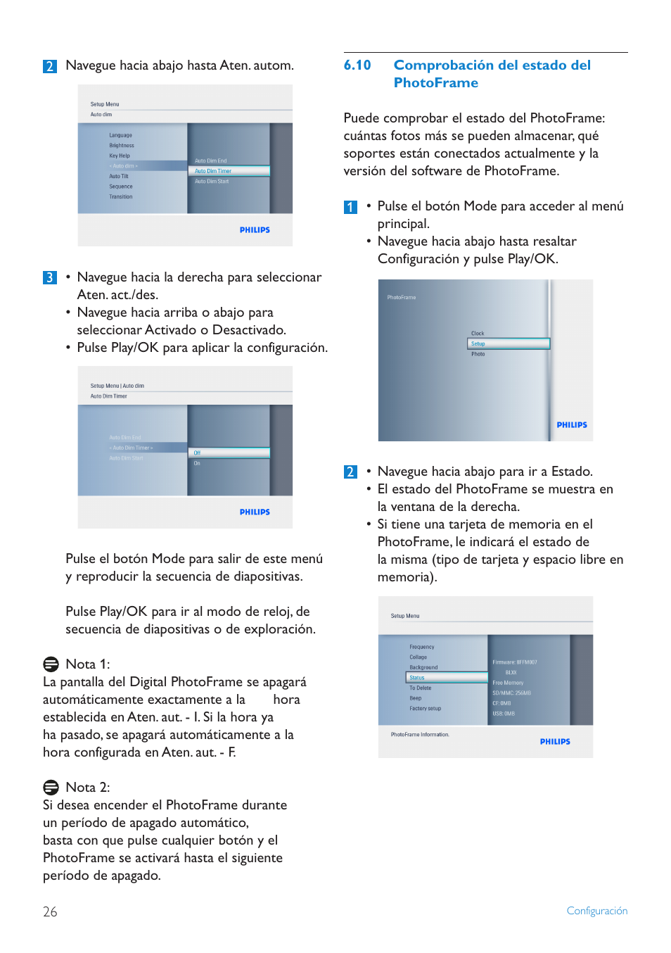 10 comprobación del estado del photoframe | Philips PhotoFrame User Manual | Page 28 / 40