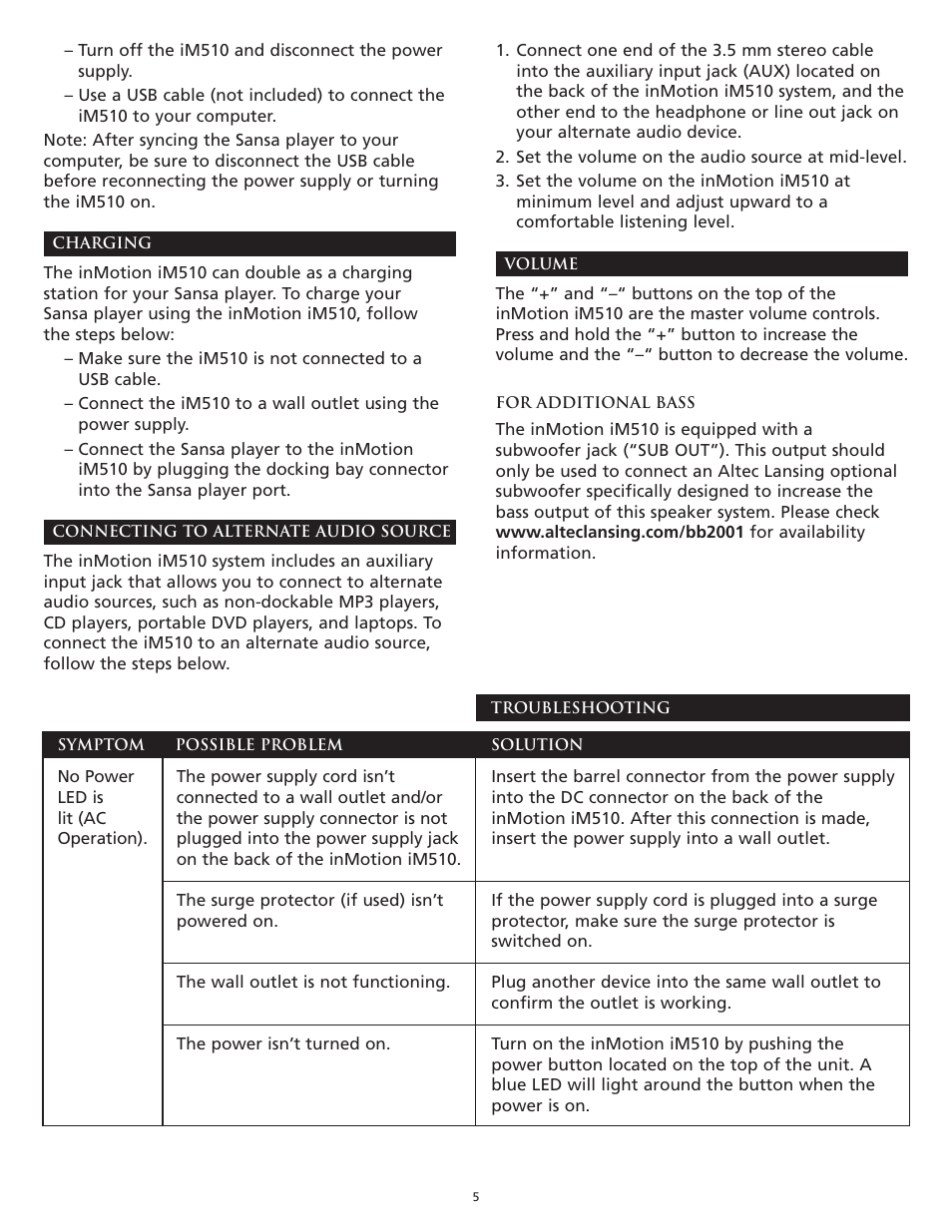 Altec Lansing inMotion iM510 User Manual | Page 5 / 8