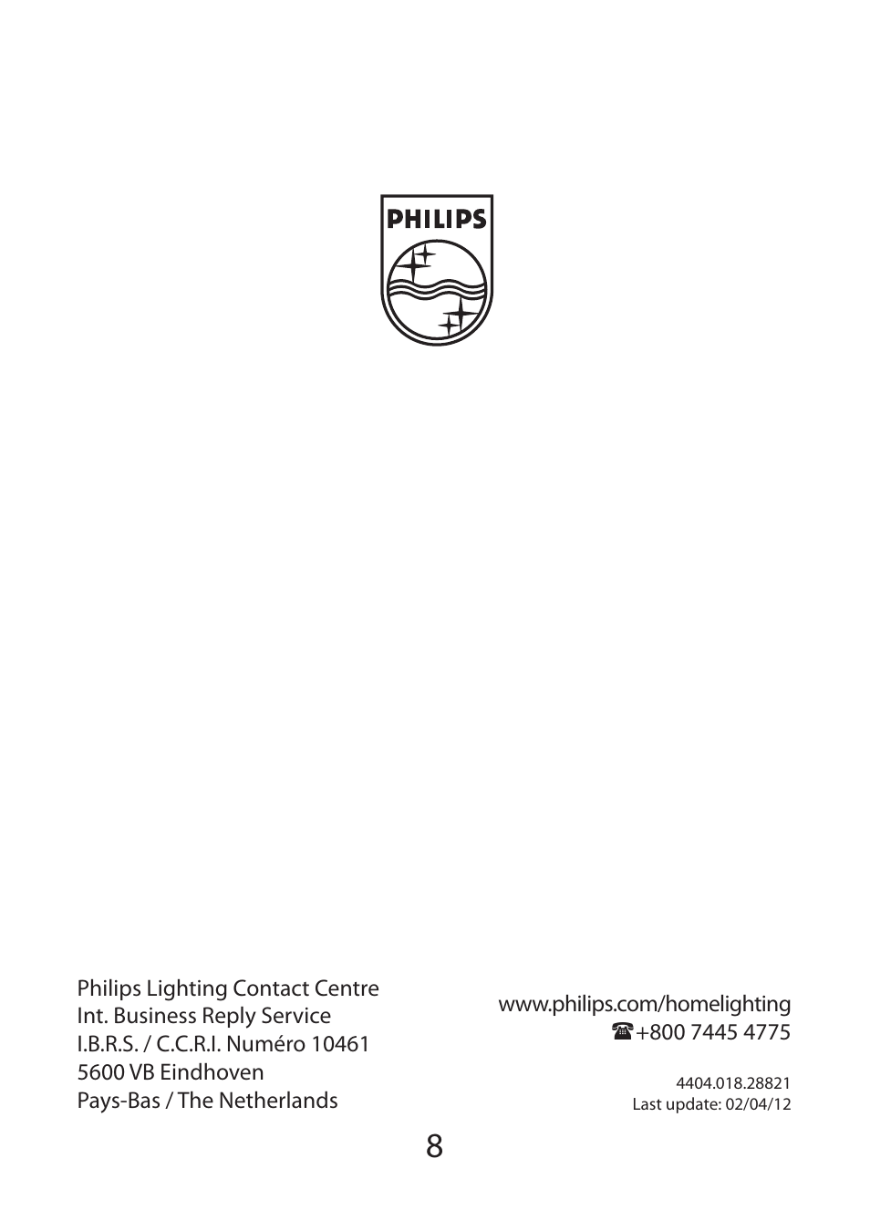 Philips InStyle Colgante User Manual | Page 8 / 8