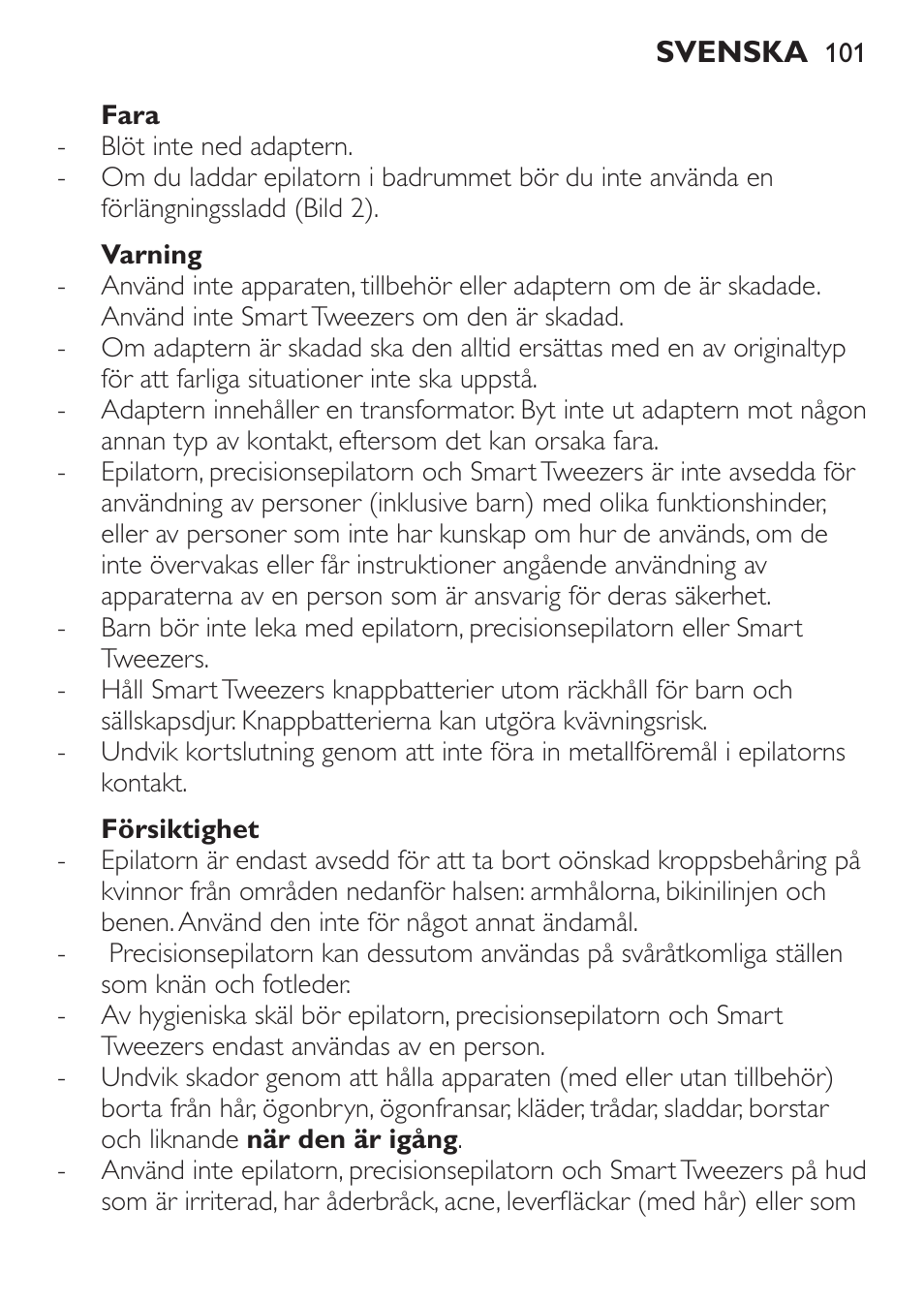 Philips SatinPerfect Depiladora User Manual | Page 101 / 124