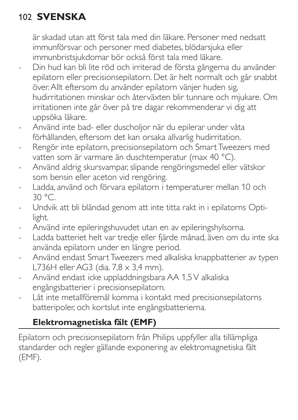 Philips SatinPerfect Depiladora User Manual | Page 102 / 124