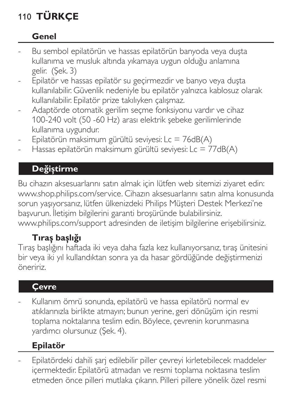 Philips SatinPerfect Depiladora User Manual | Page 110 / 124