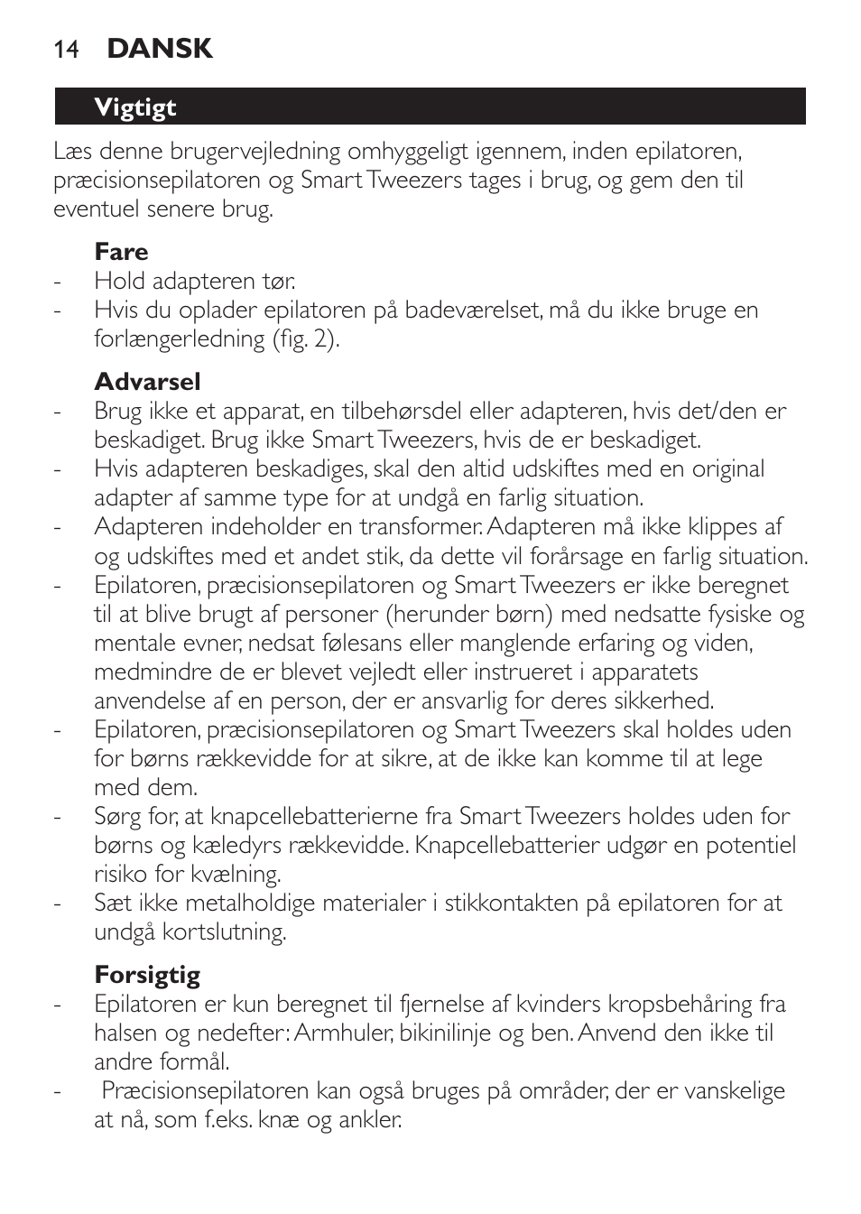 Philips SatinPerfect Depiladora User Manual | Page 14 / 124