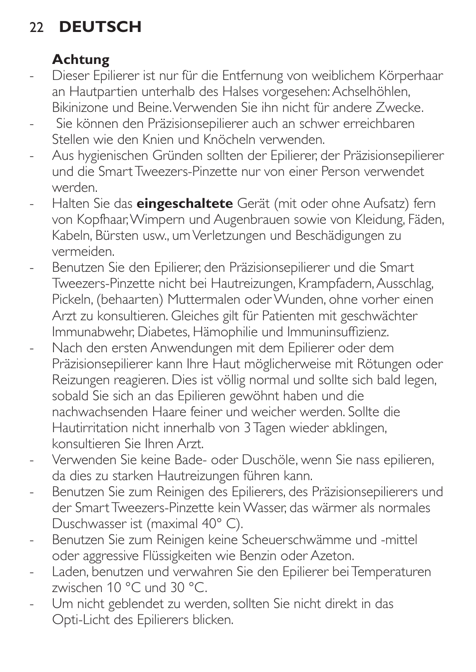 Philips SatinPerfect Depiladora User Manual | Page 22 / 124