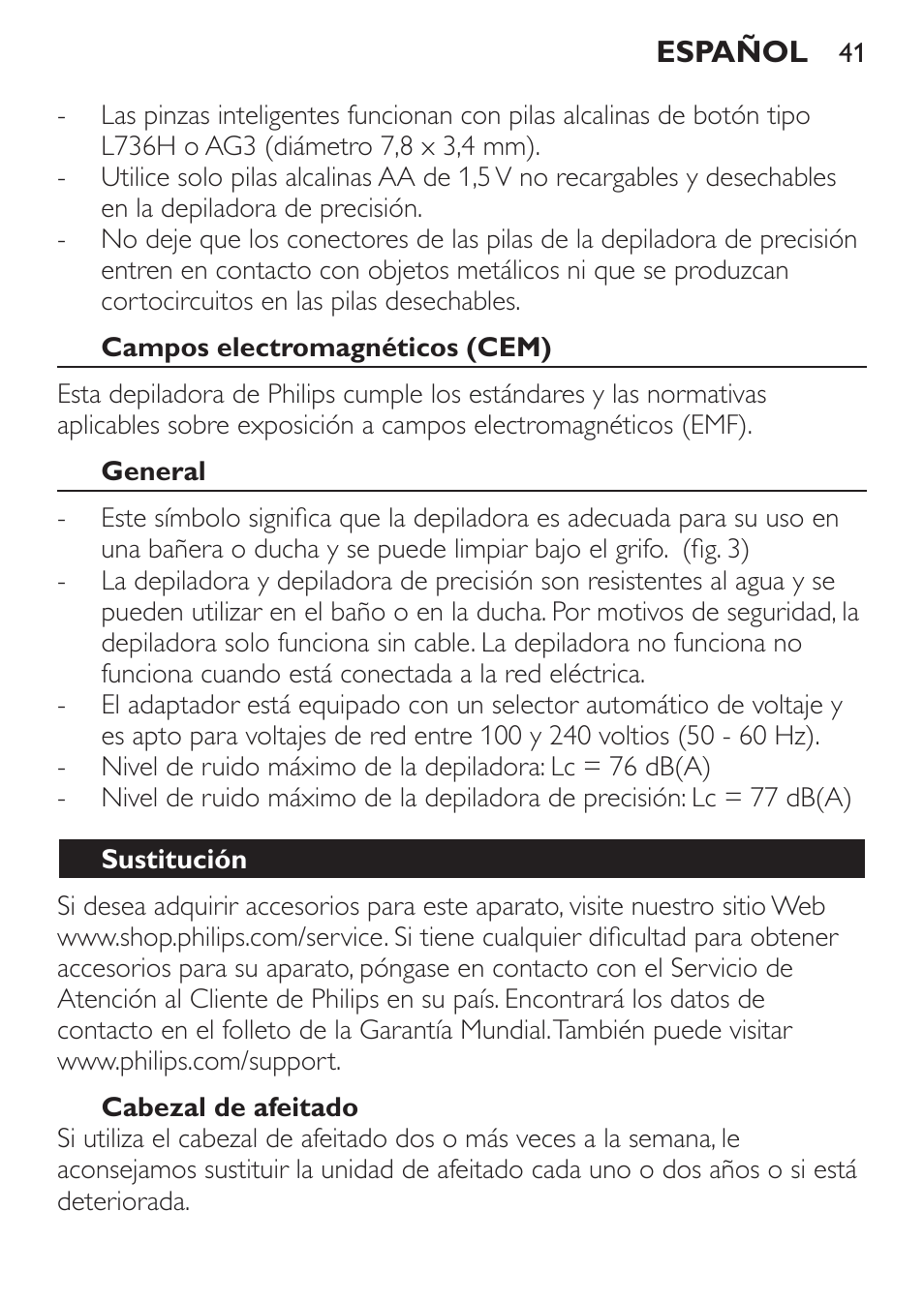 Philips SatinPerfect Depiladora User Manual | Page 41 / 124