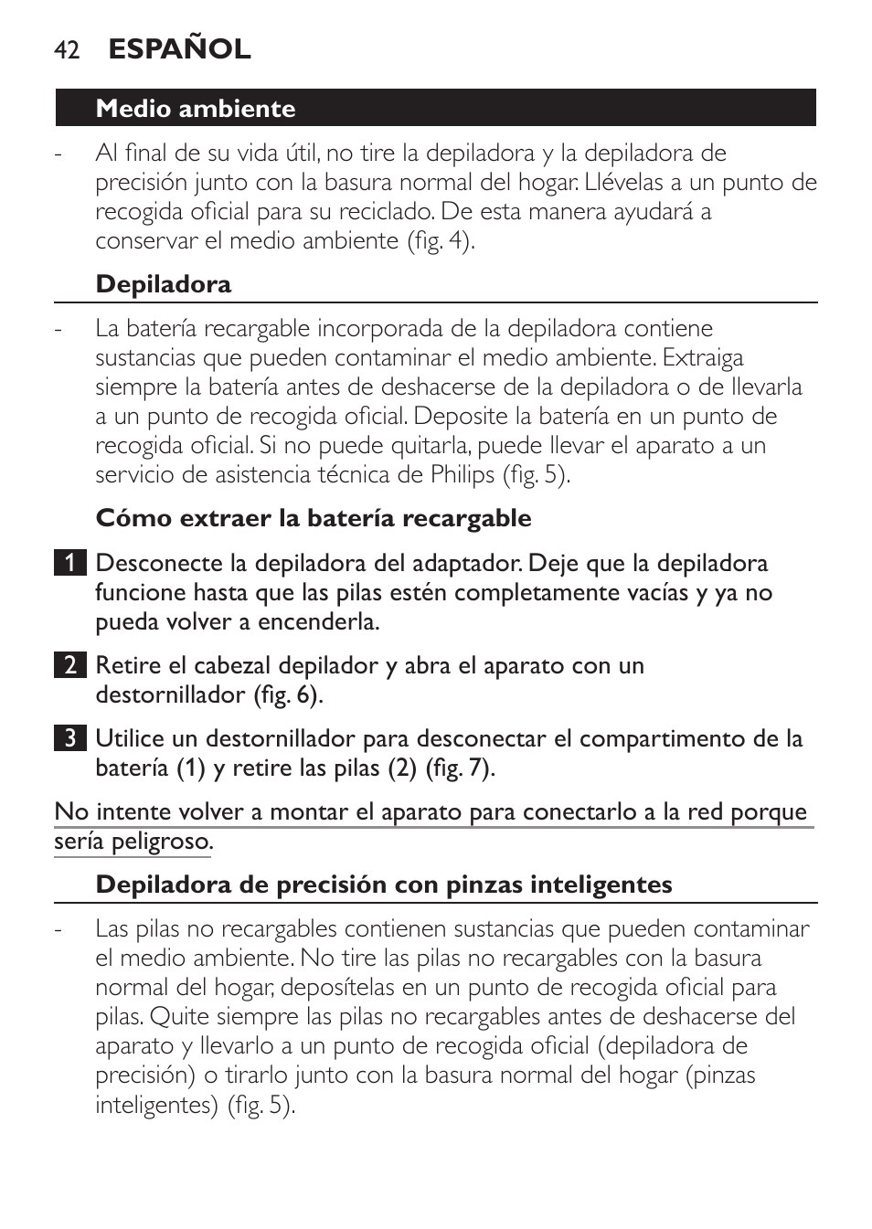 Philips SatinPerfect Depiladora User Manual | Page 42 / 124