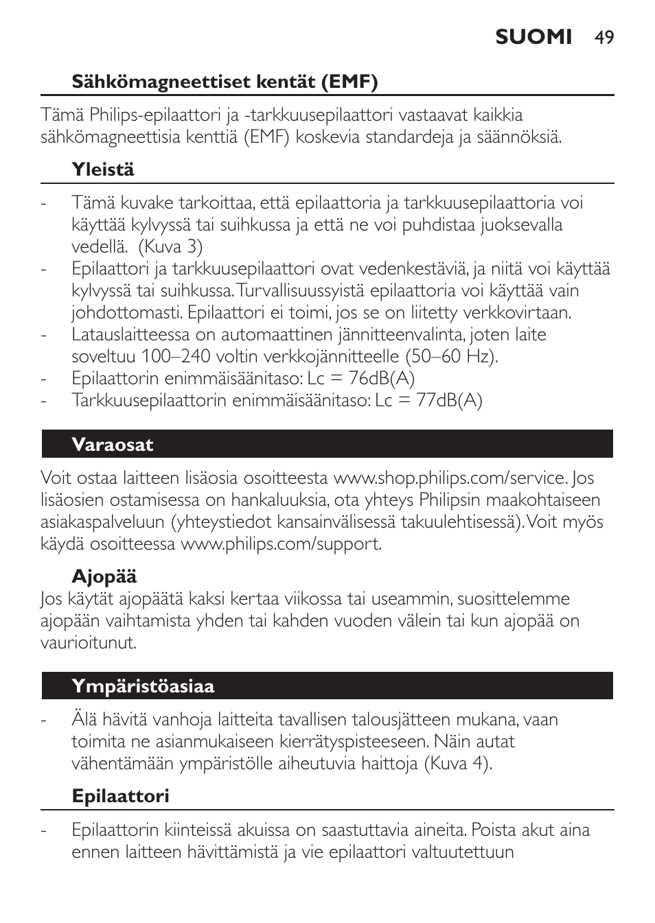 Philips SatinPerfect Depiladora User Manual | Page 49 / 124