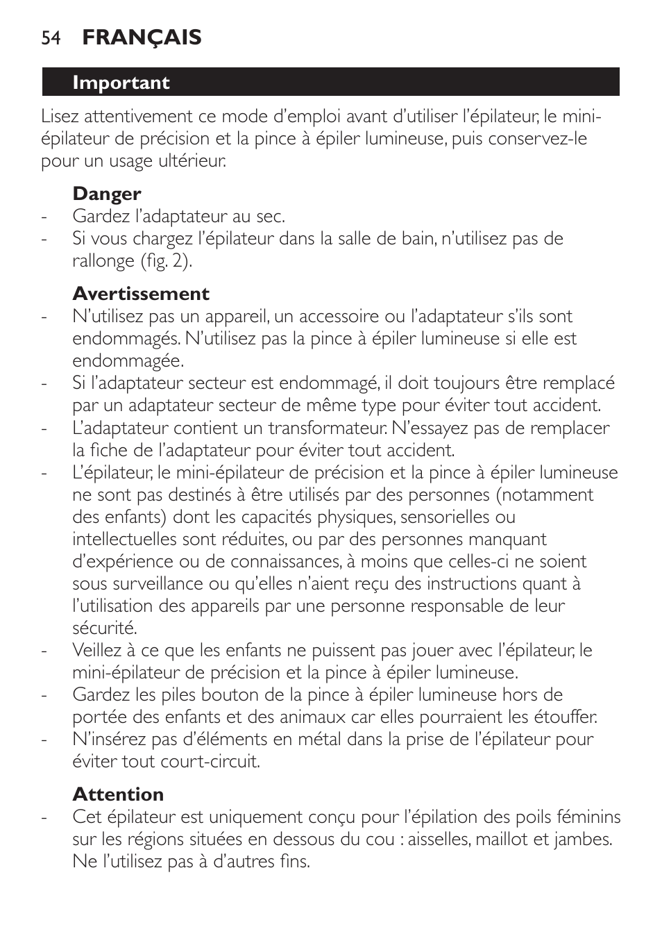 Philips SatinPerfect Depiladora User Manual | Page 54 / 124