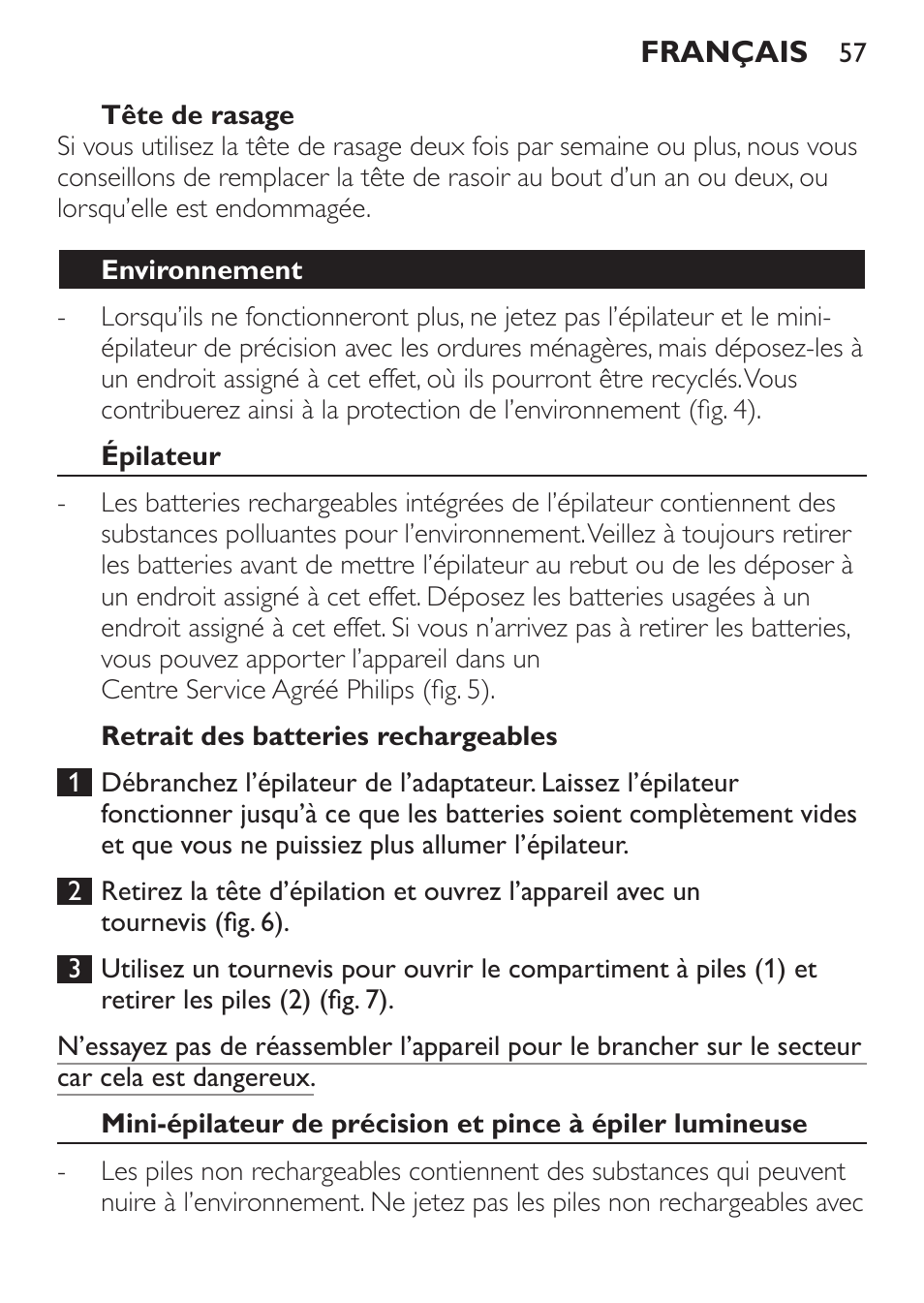 Philips SatinPerfect Depiladora User Manual | Page 57 / 124