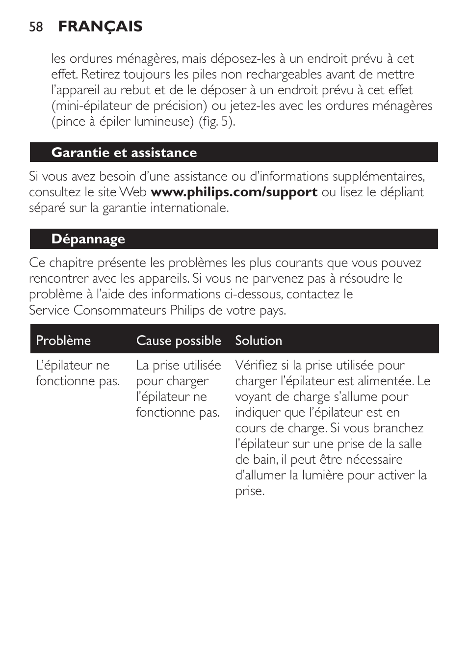 Philips SatinPerfect Depiladora User Manual | Page 58 / 124