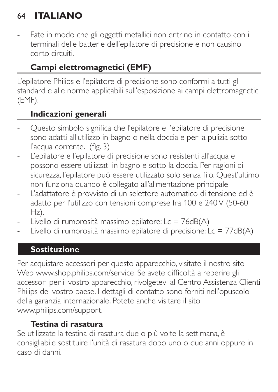 Philips SatinPerfect Depiladora User Manual | Page 64 / 124