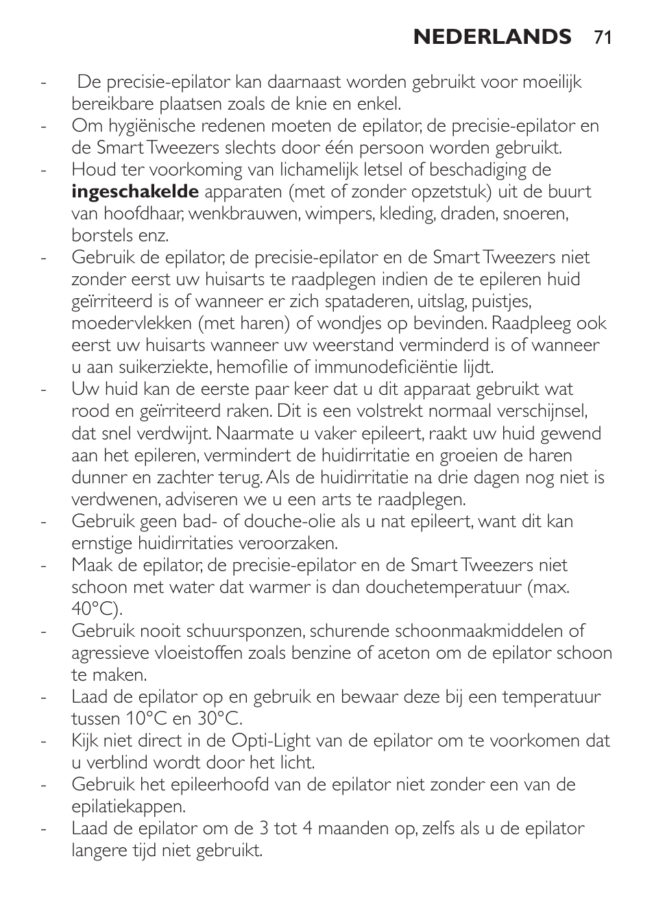 Philips SatinPerfect Depiladora User Manual | Page 71 / 124