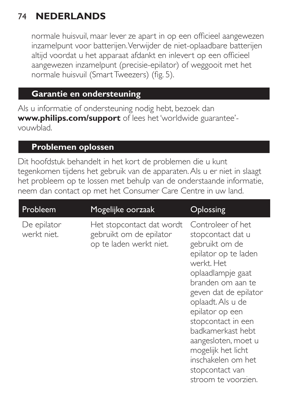 Philips SatinPerfect Depiladora User Manual | Page 74 / 124