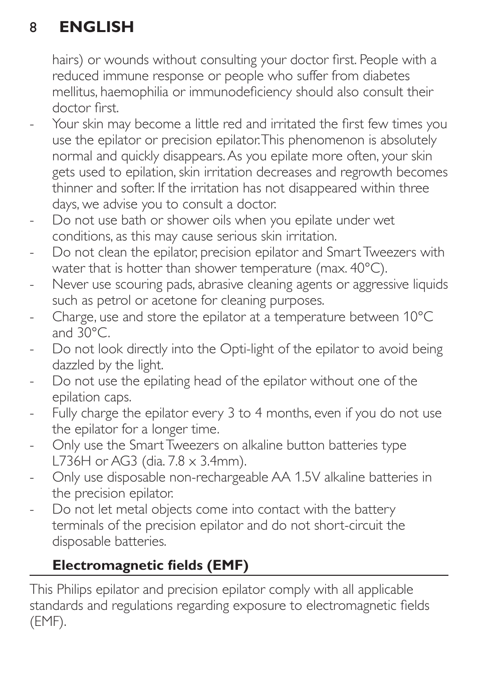 Philips SatinPerfect Depiladora User Manual | Page 8 / 124