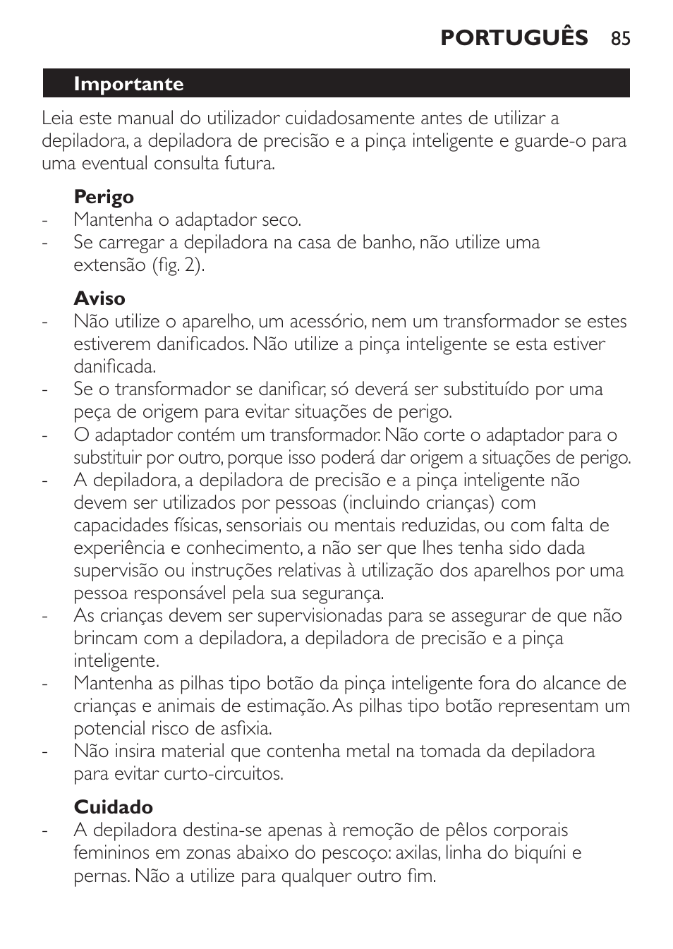 Philips SatinPerfect Depiladora User Manual | Page 85 / 124