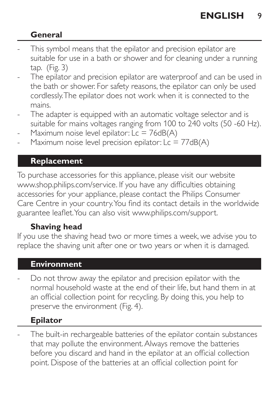 Philips SatinPerfect Depiladora User Manual | Page 9 / 124