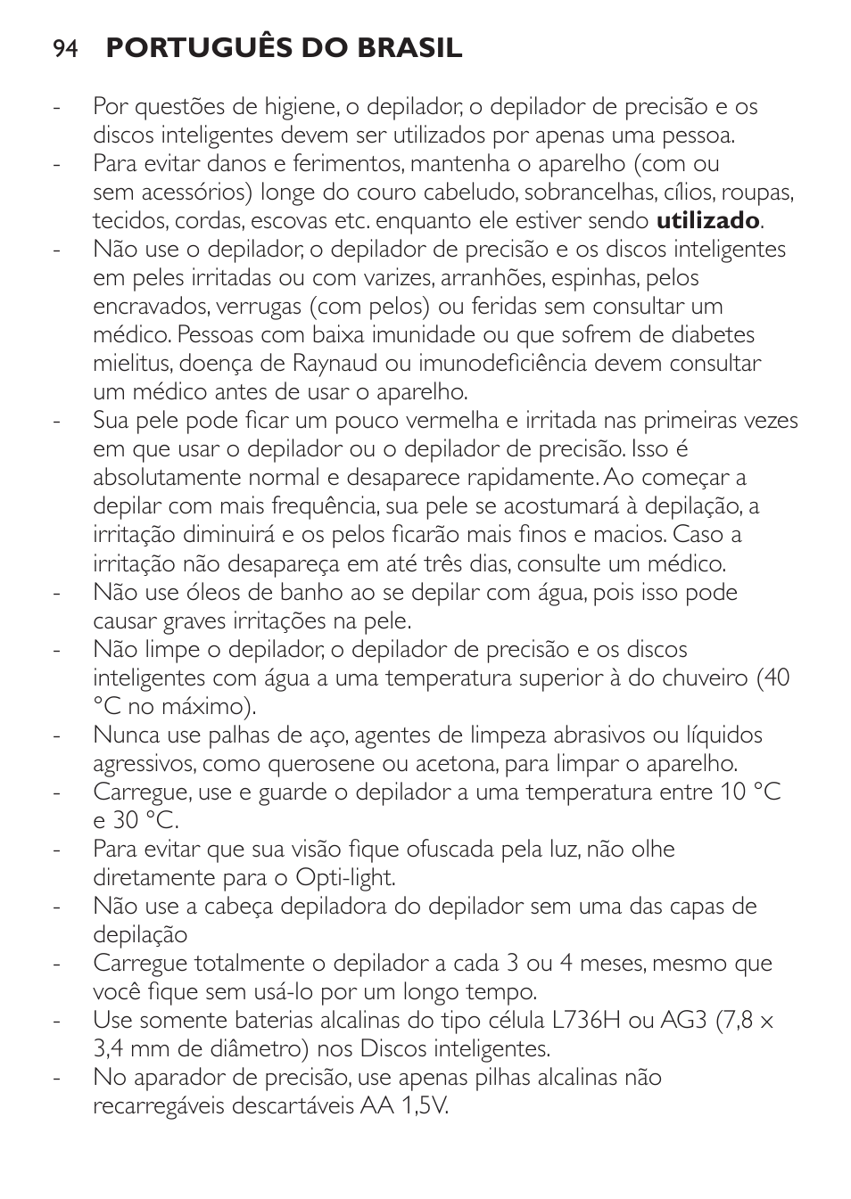 Philips SatinPerfect Depiladora User Manual | Page 94 / 124