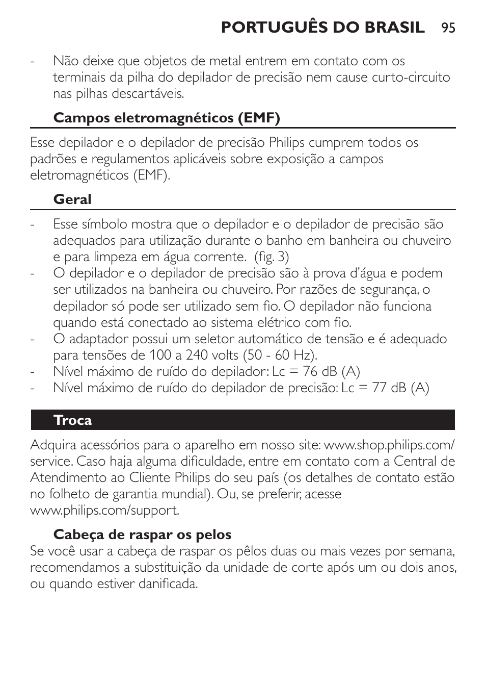 Philips SatinPerfect Depiladora User Manual | Page 95 / 124