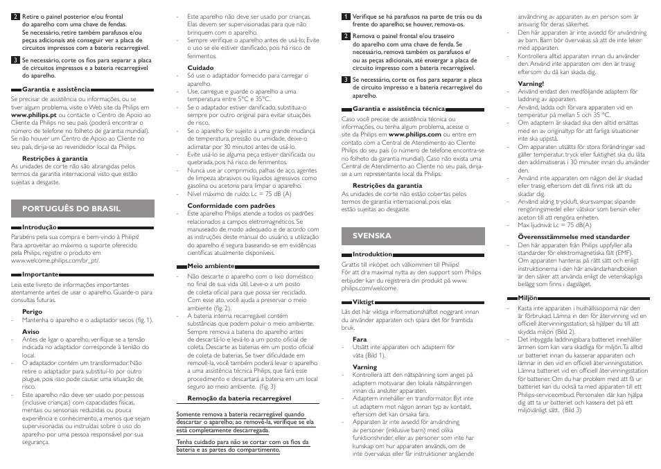 Português do brasil, Svenska | Philips HAIRCLIPPER Series 5000 cortapelos User Manual | Page 7 / 8