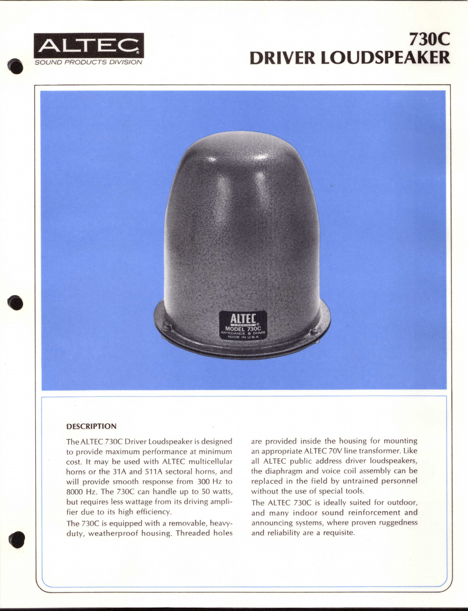 Altec Lansing 730C User Manual | 2 pages